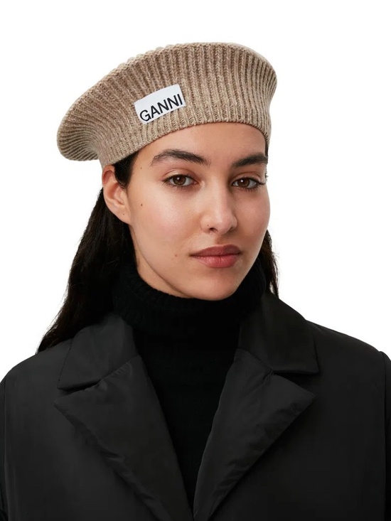 GANNI Beret Paloma Melange Brazilian Sand Beanie main image 4